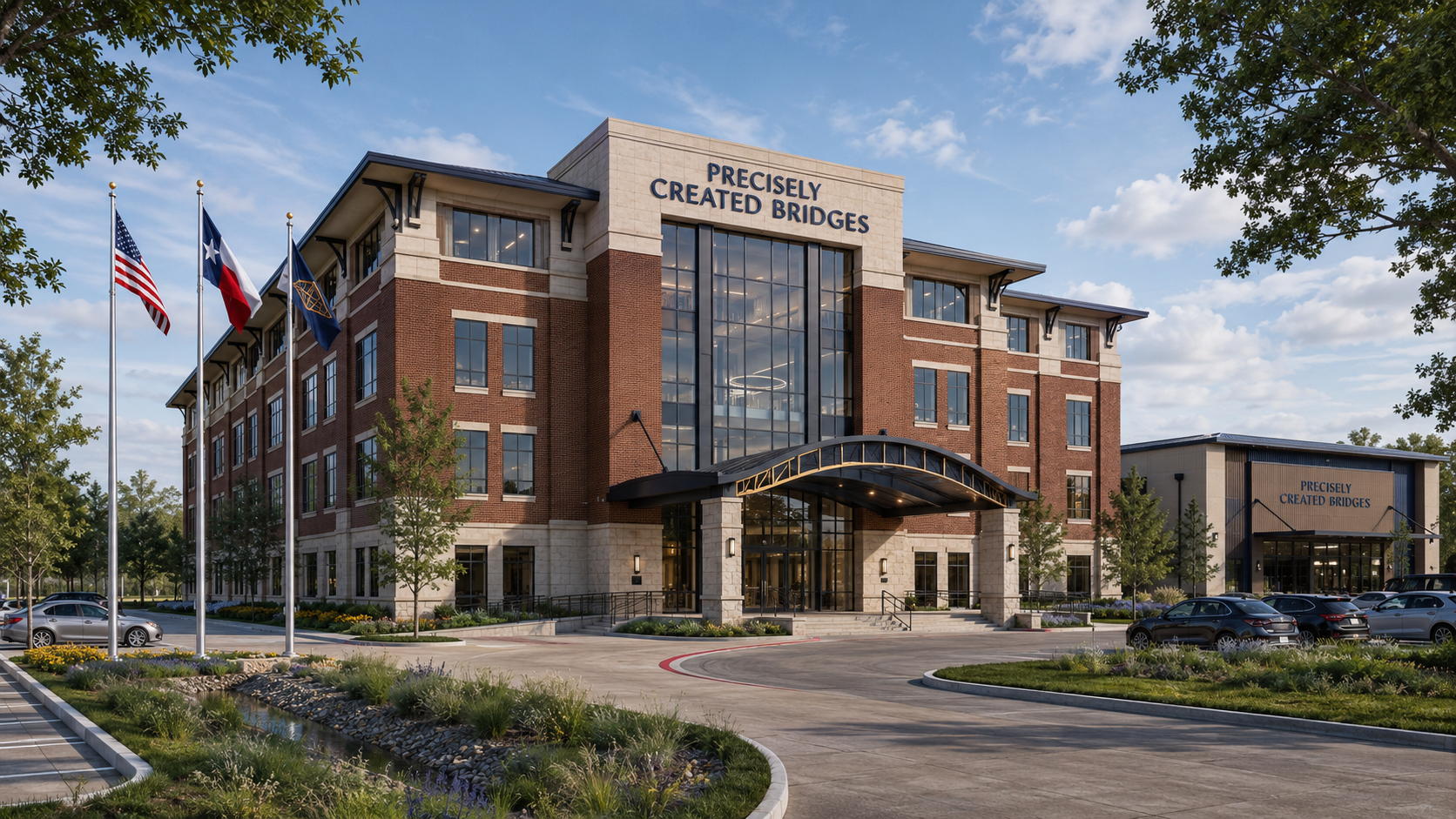 PCB Campus & Headquarters — aerial rendering of the Phase II BRIDGE Career & Technical Academy campus